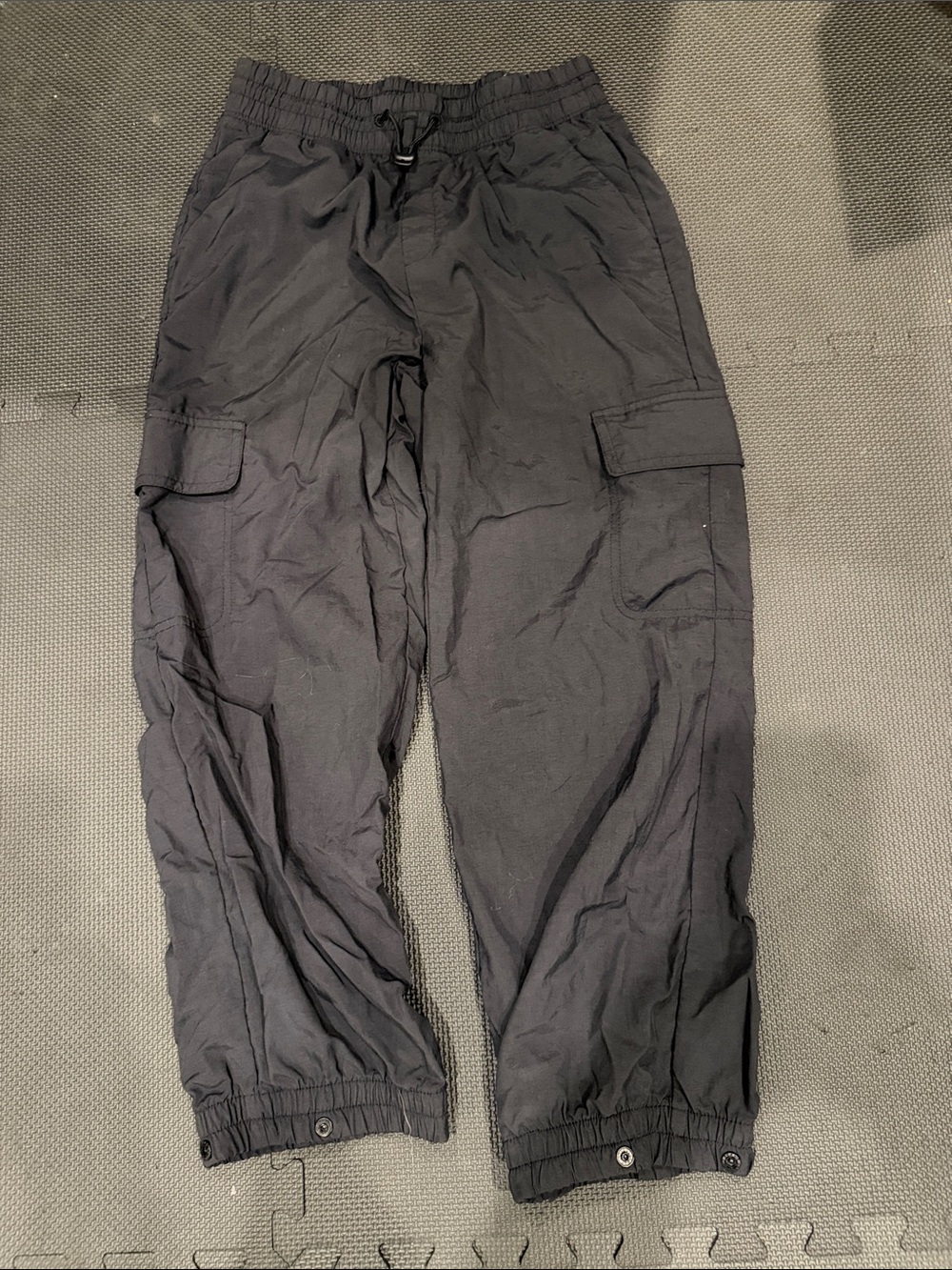 Girls Black Cargo Jogger Pants